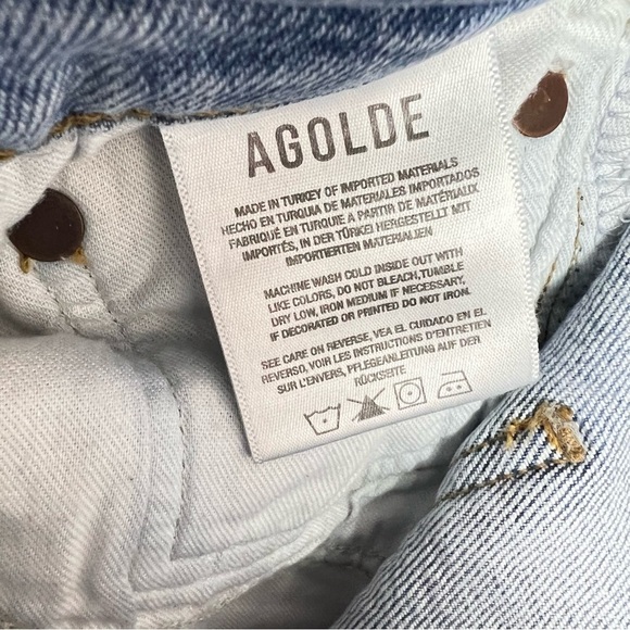 Agolde Jeans “Merrel” 25 Blue Slim Straight Leg Raw Hem Mid Rise Womens - Picture 6 of 12